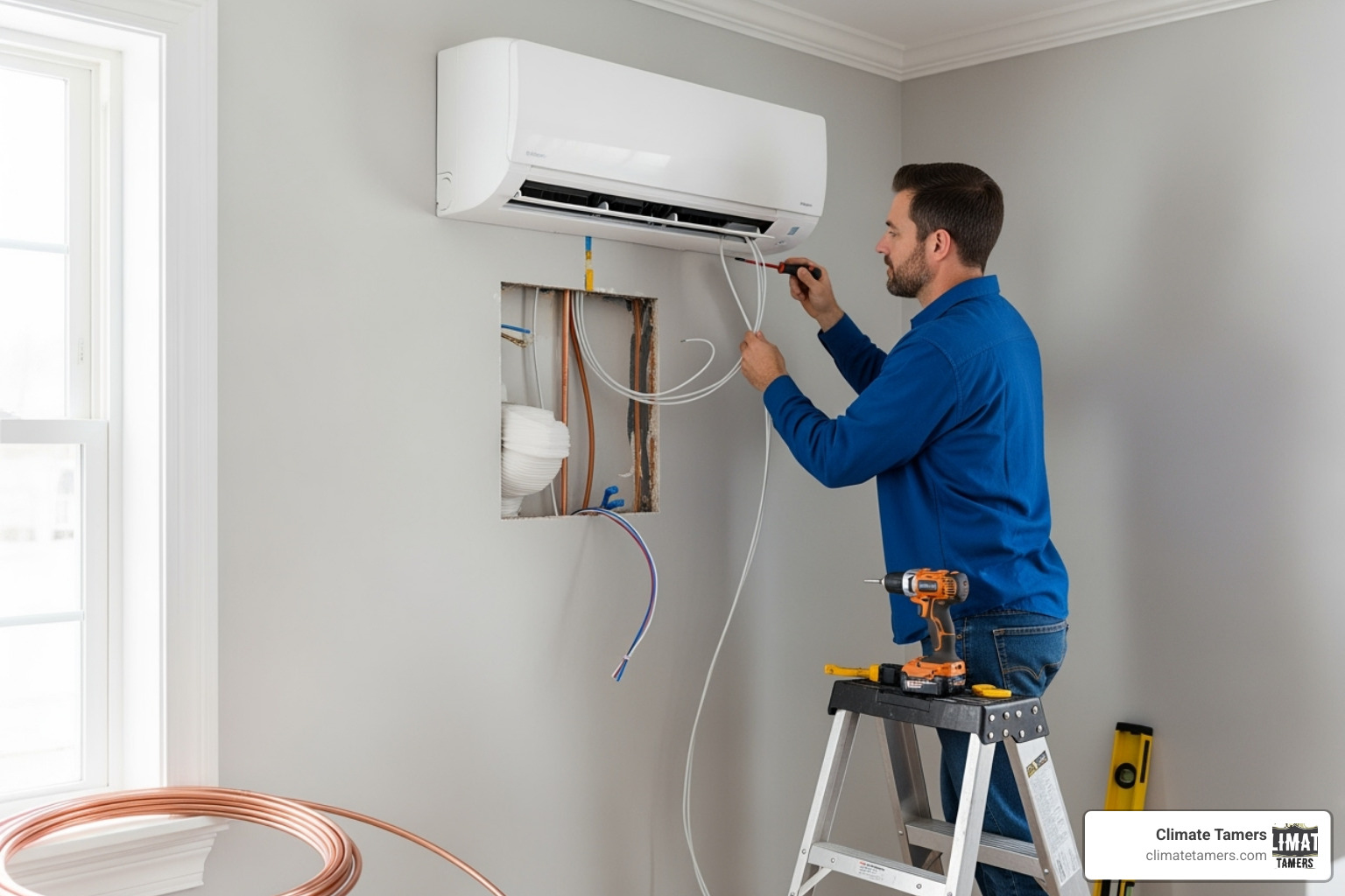Ductless AC installation